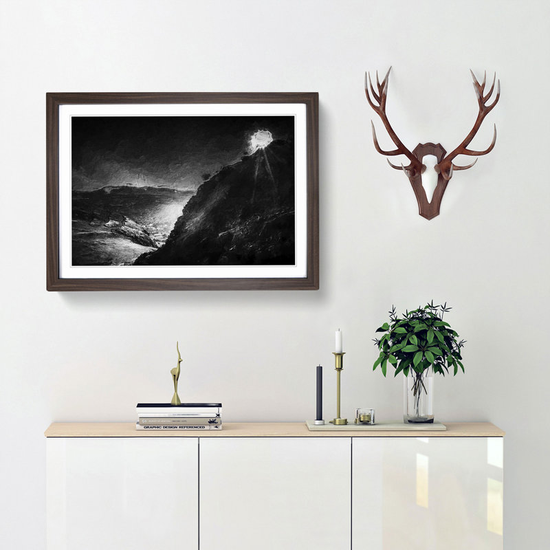 Arthurs Seat In Edinburgh Scotland - Single Picture Frame Painting, 45cm H x 63cm W x 2cm D, Walnut