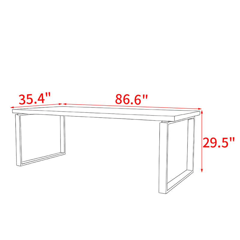 Table de salle à manger en bois massif de style nordique, H 29,5 po x L 86,6 po x l 35,4 po