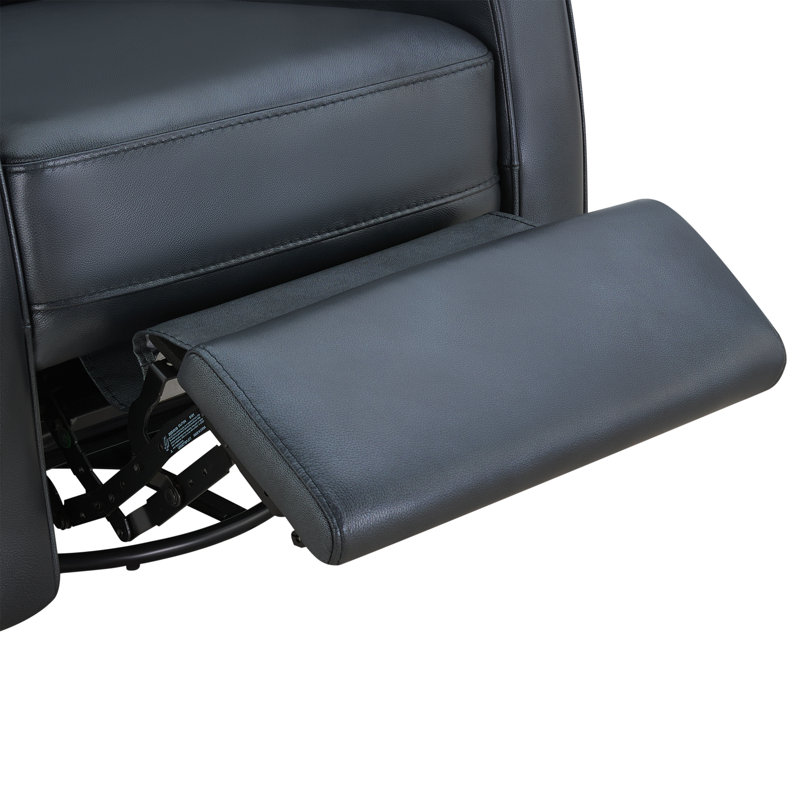 Top Grain Genuine Leather Power Swivel Glider Recliner with Dual Armrests, Chesapeake Blue