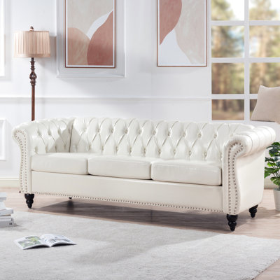 Canapé Chesterfield durable avec accoudoirs roulés, canapé rembourré pour l'intérieur