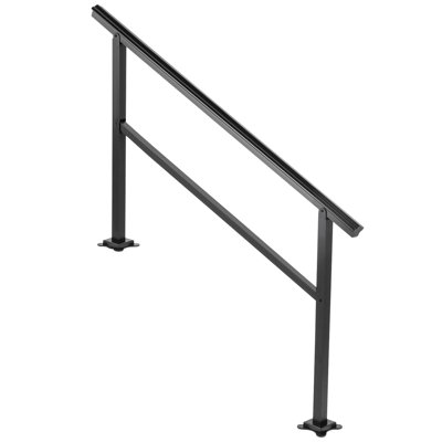Transitional Stair Handrail 60x35in 4-5 Steps Aluminum 1 Piece Black 165LBS Capacity