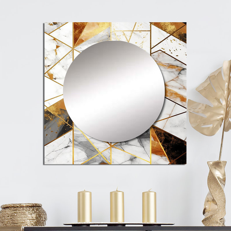 Jahleal - Miroir géométrique mural moderne pour salle de bain, 23 po x 23 po