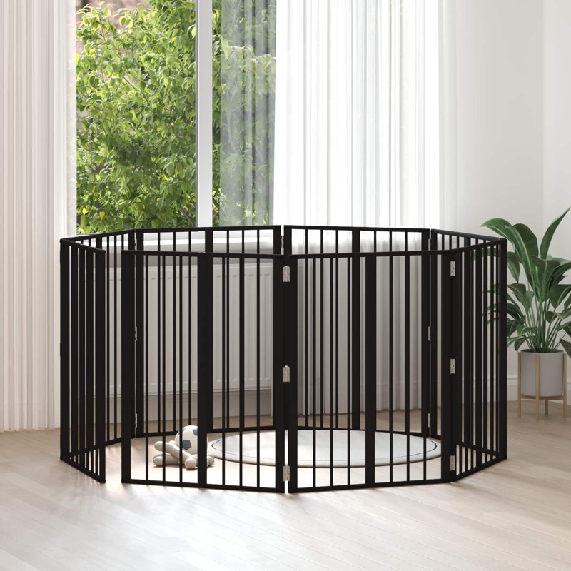  Dog Gate Black Galvanised Steel Enclosure Indoor Pen Minimalist Pet
