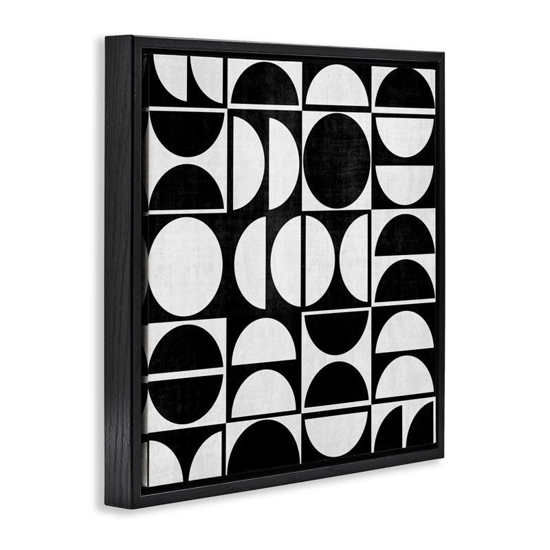 Black & White Arch Pattern, 18" H x 18" W, Jet Black Floater Frame