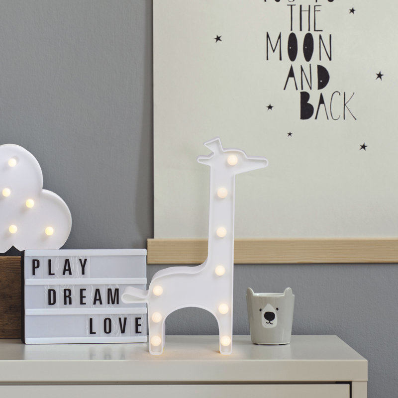 Enseigne lumineuse girafe 11,5 "à DEL, Blanc