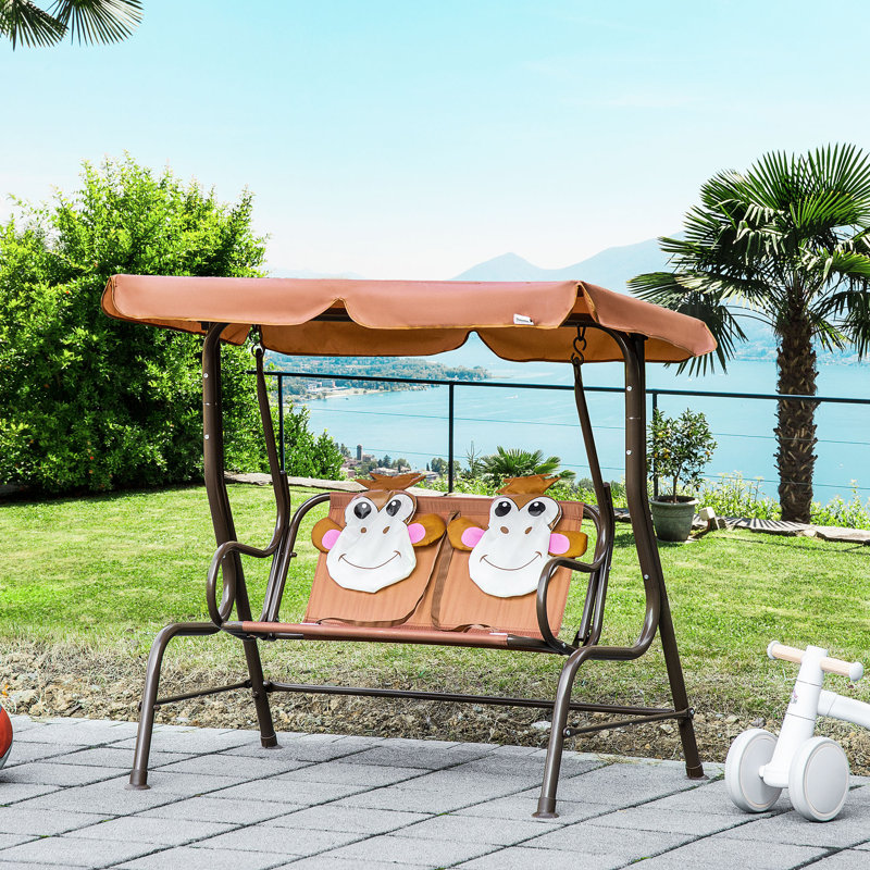 Hultgren Porch Swing with Stand, Brown/Coffee