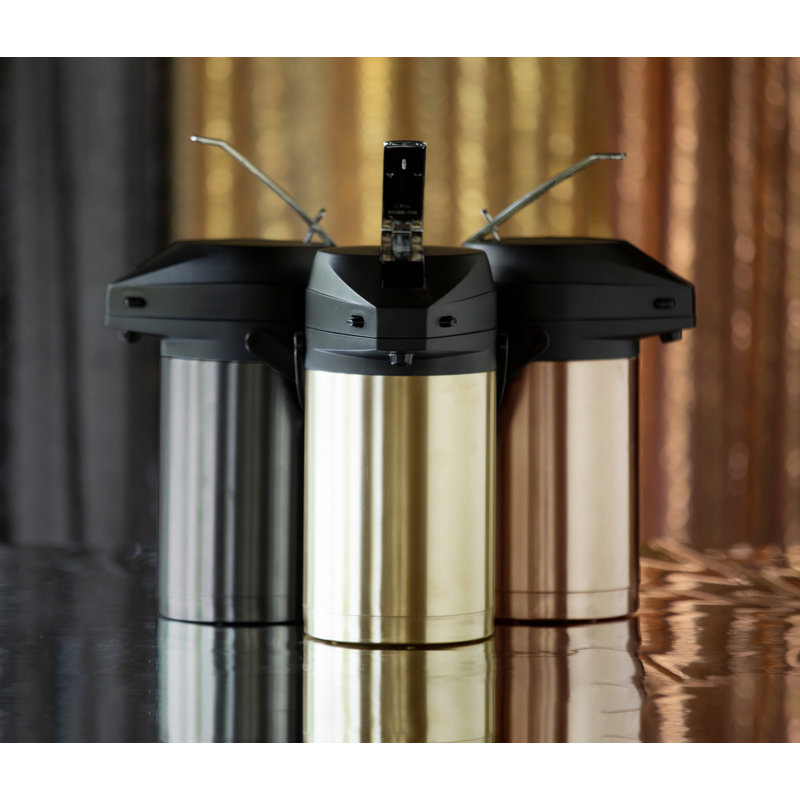 Pot à air isolé en acier inoxydable avec couvercle levier CTAL Metallic Elements, Or rétro