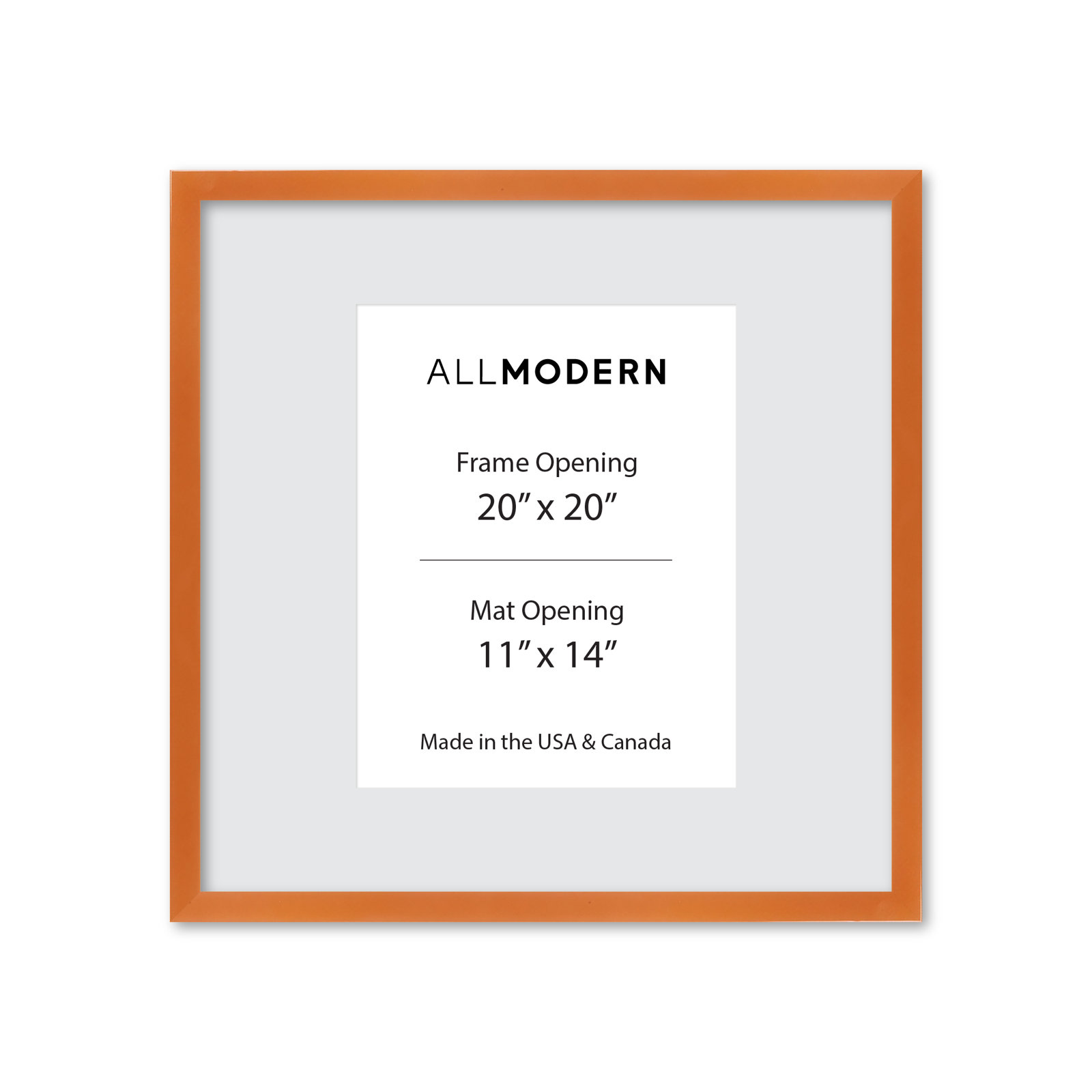 Benny Solid Wood Picture Frame, Polished Chrome, Included Mat, 21.75" x 21.75"