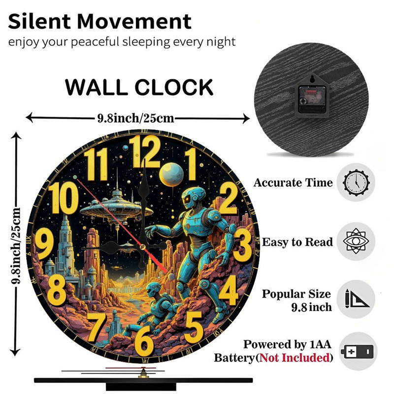 Art mural horloge rétro