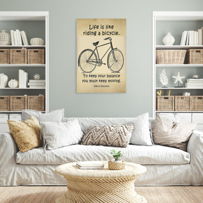Malinta " Life Is Like Riding A Bicycle - 1 Piece Rectangle Graphic Art Print On Wrapped Canvas "