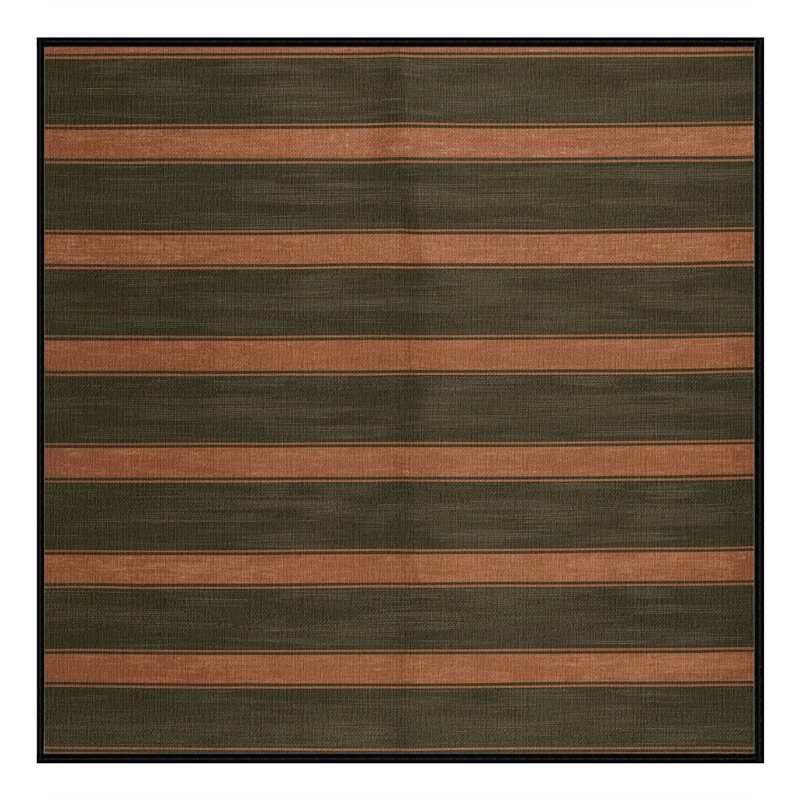Tapis brun à rayures horizontales lavable à la machine, Carré 3 pi