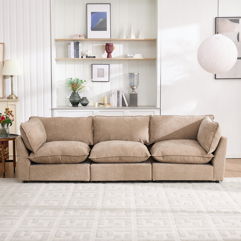 Canapé modulaire surdimensionné à 3 places l 106,38 po Heffernan, Chenille kaki