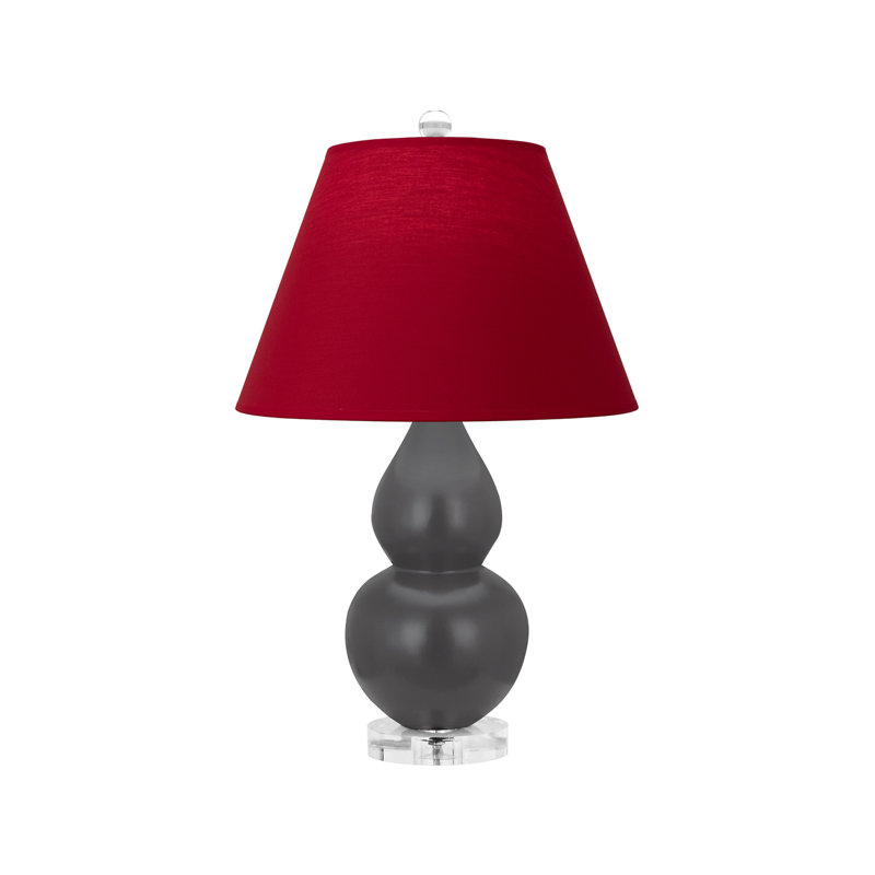 Petite lampe d'appoint à double gourde - frêne, lucite - avec abat-jour doublé, Gris mat, H 22 po x l 6 po x P 15 po, Rouge