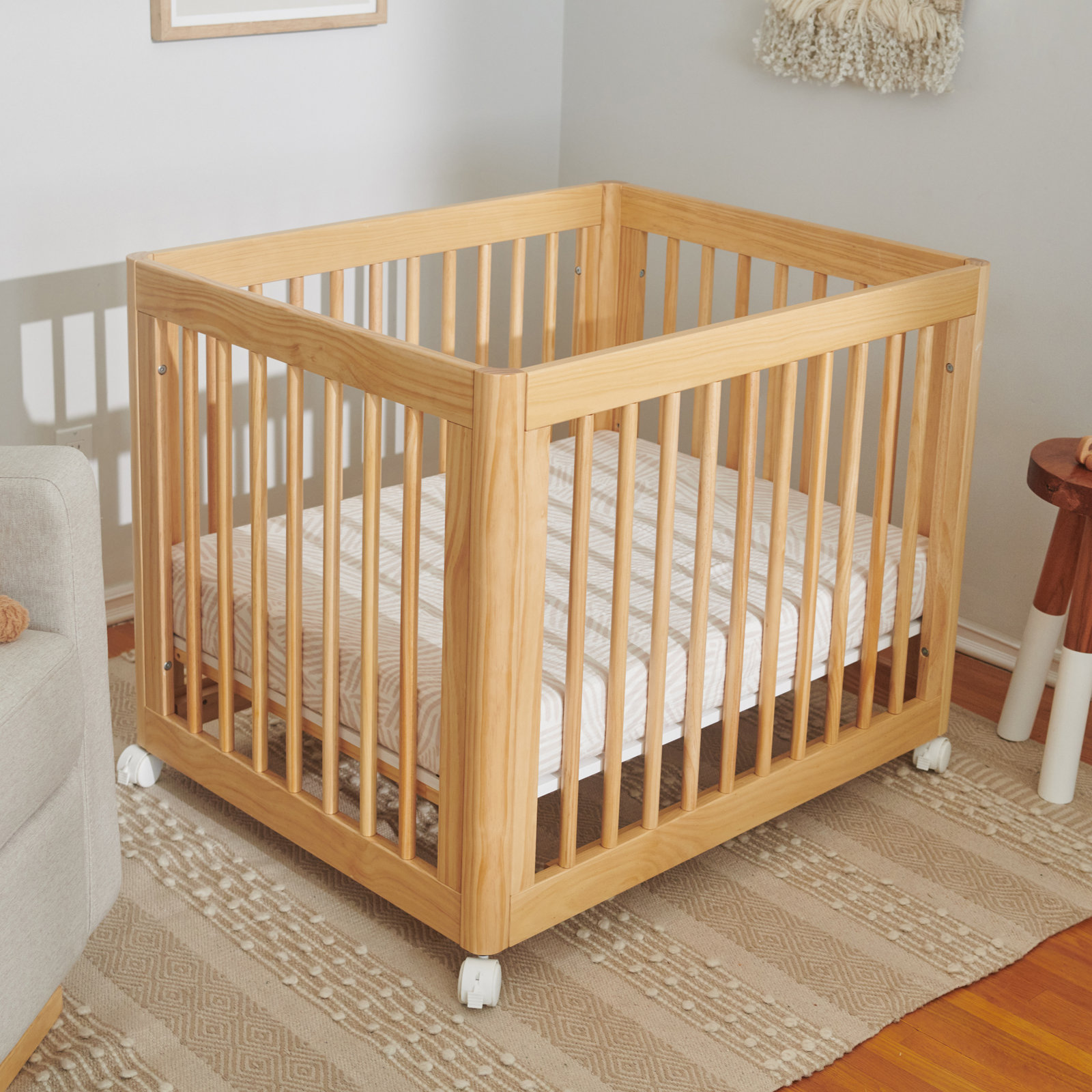 Oat Stripe Organic Muslin Midi Crib Sheet
