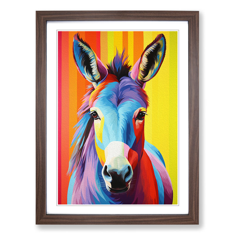 Donkey Colour Field No.2 - Single Picture Frame Print on Wood, 46cm H x 34cm W x 2cm D, Walnut