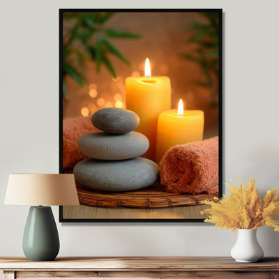 «Elegant Relaxing Spa Cadre - Bambou», reproduction d'art sur toile jaune asiatique