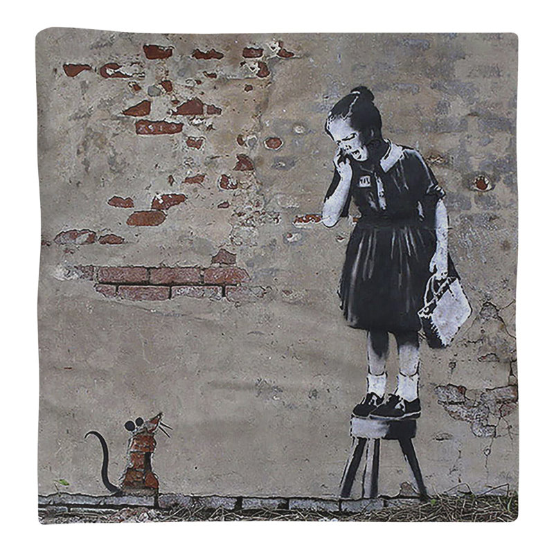 Serviette de table fille et souris, 10 po x 10 po, Polyester sergé