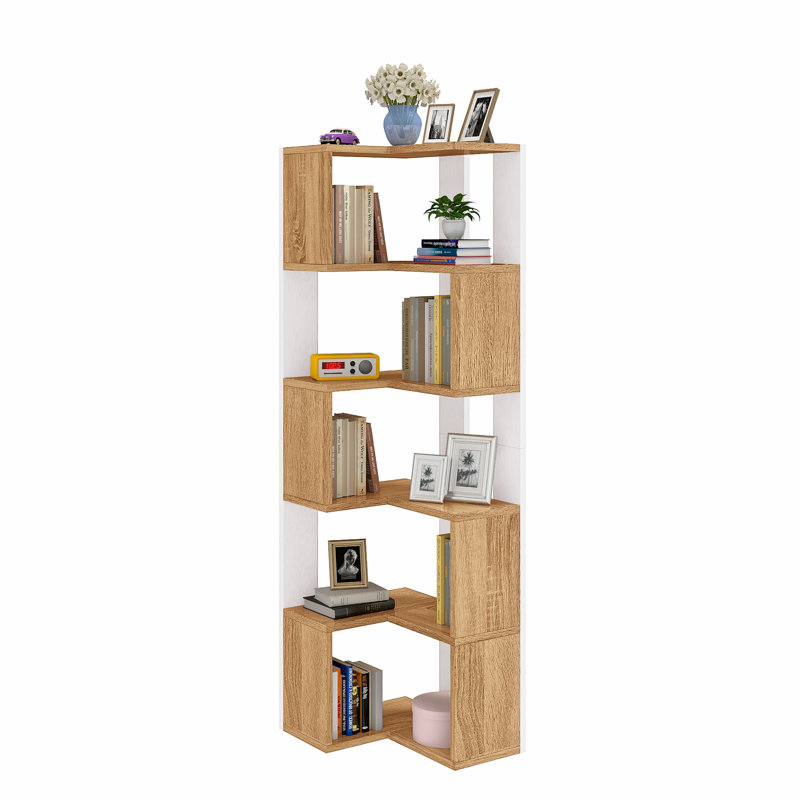 Reijo 159.5 cm H x 54 cm W Corner Bookcase, Wood/White