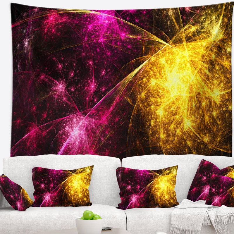 Tapisserie abstrait de couleur abstraite fireworks, H 50 po x l 60 po