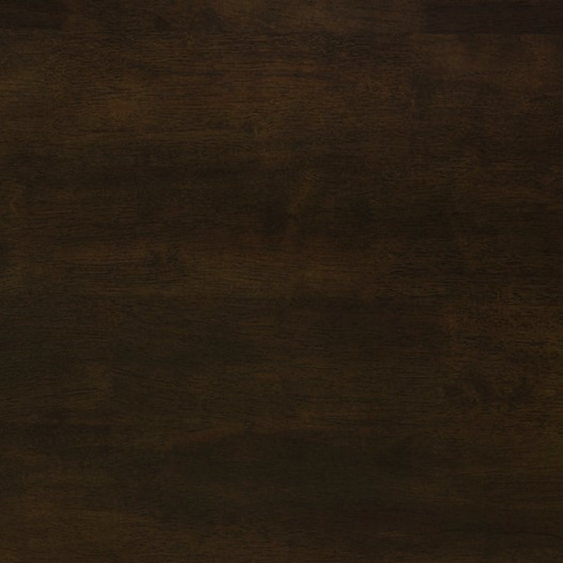 Table basse brune avec faces de tiroir cannelées et détails d'assemblage