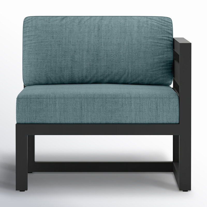 Avion 4 Piece Sectional Set, Cast Lagoon Sunbrella® Plainweave, Black