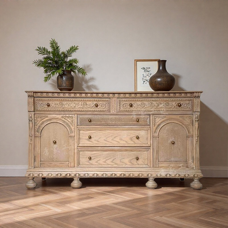 Buffet en bois de chêne massif de 61,02 po Paez