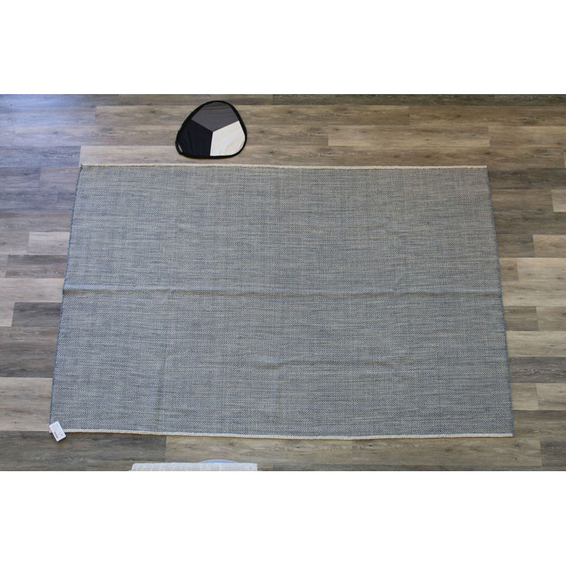 Herringbone Abstract Area Rug in Blue/Sky/Ivory, Rectangle 6'7" x 10'1"