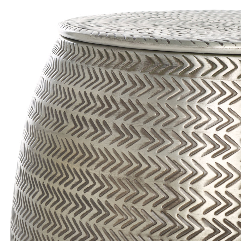 Table d'appoint Damauri avec rangement, Argent antique