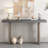 Uniquely Designed Oak Veneer Console Table With Distinctive Side Shapes, Suitable For Entryway, Hallway, Living Room, Foyer, Corridor-761328775