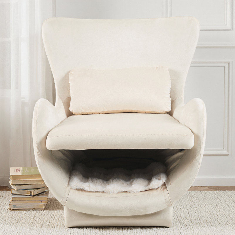 Méridienne Velvet Mid-Century, Blanc