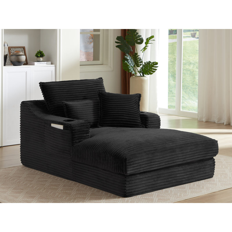 Chaise longue rembourrée avec 2 coussins - aucun assemblage requis, Noir