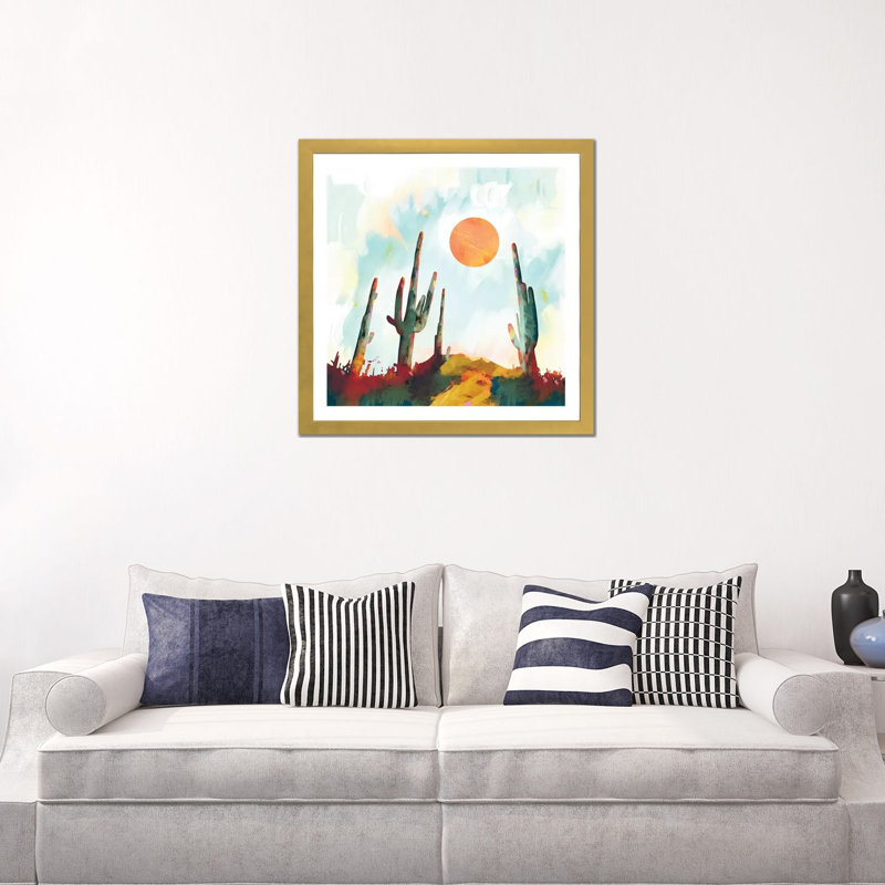 «Desert Day», reproduction d'impression, H 24 po x l 24 po x p 1 po, Papier encadré doré, Blanc