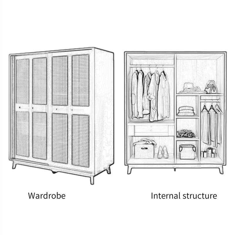 French Retro Minimalist Wardrobe, Burlywood