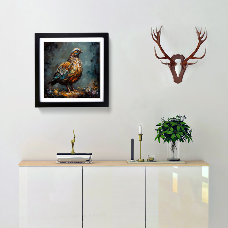 Partridge Palette Knife Painting - Framed Print, Black