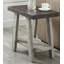 Table de bout contemporaine en bois à deux tons Athens, noyer patiné et gris clair, rangement supplémentaire et pieds évasés-384641861-384641857