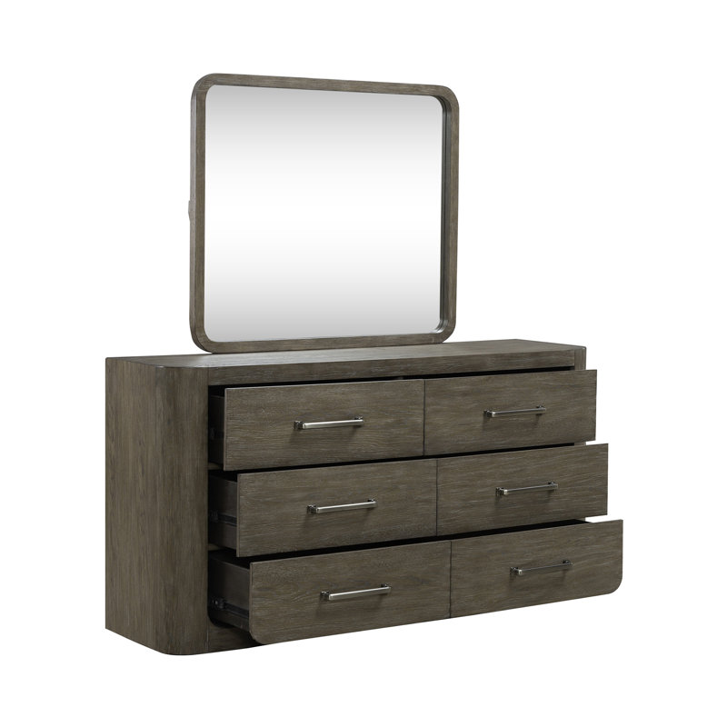 Ensemble de chambre avec grand lit, commode et miroir Shaly, Grand