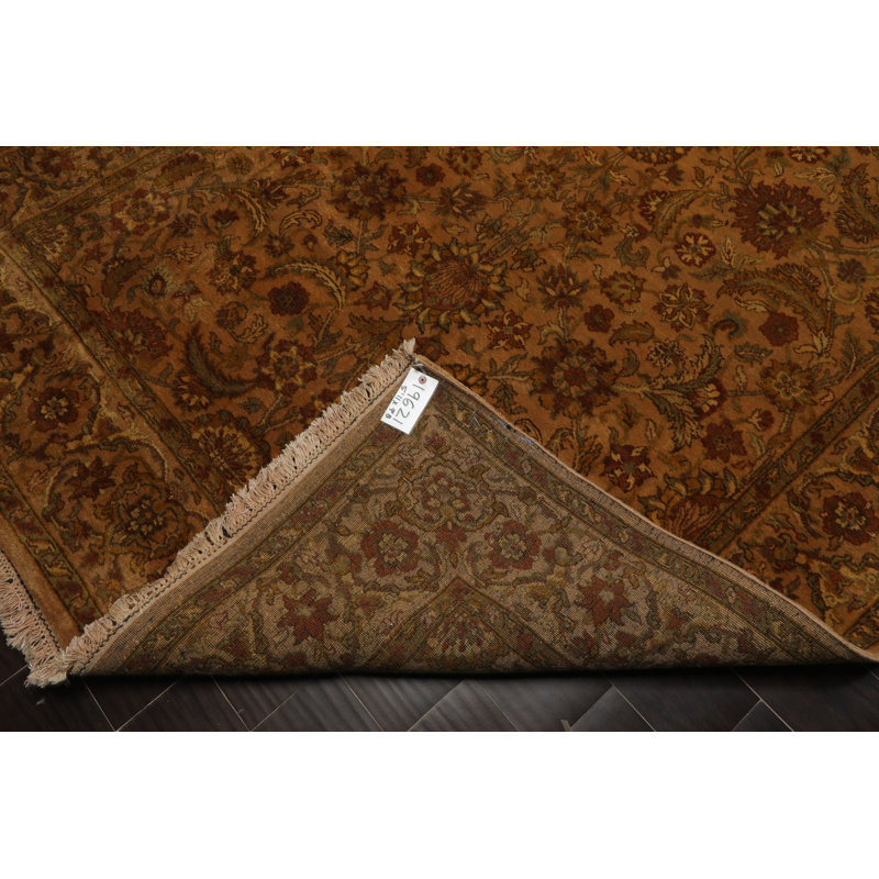 Tapis botanique en laine noué à la main 5 pi 11 po x 9 pi 8 po Agra