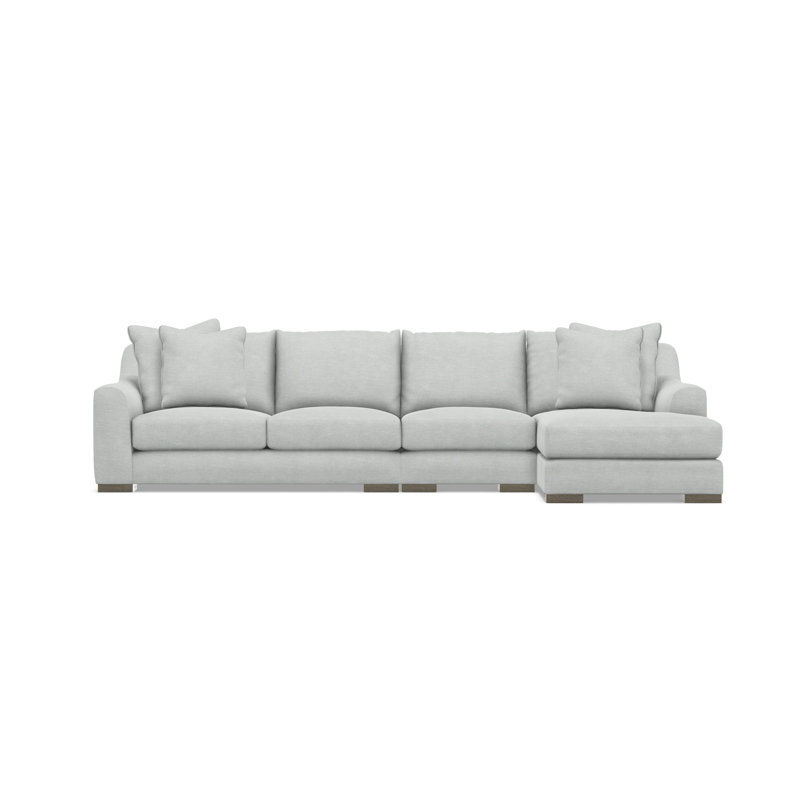 Sectional, Light Gray Polyester Blend, 35" H x  135" W x 63.5" D, Right Hand Facing