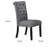 Jie 25 Inch Dining Chairs, Set of 2, Tufted Gray Upholstery, Rolled Top, Black Wood