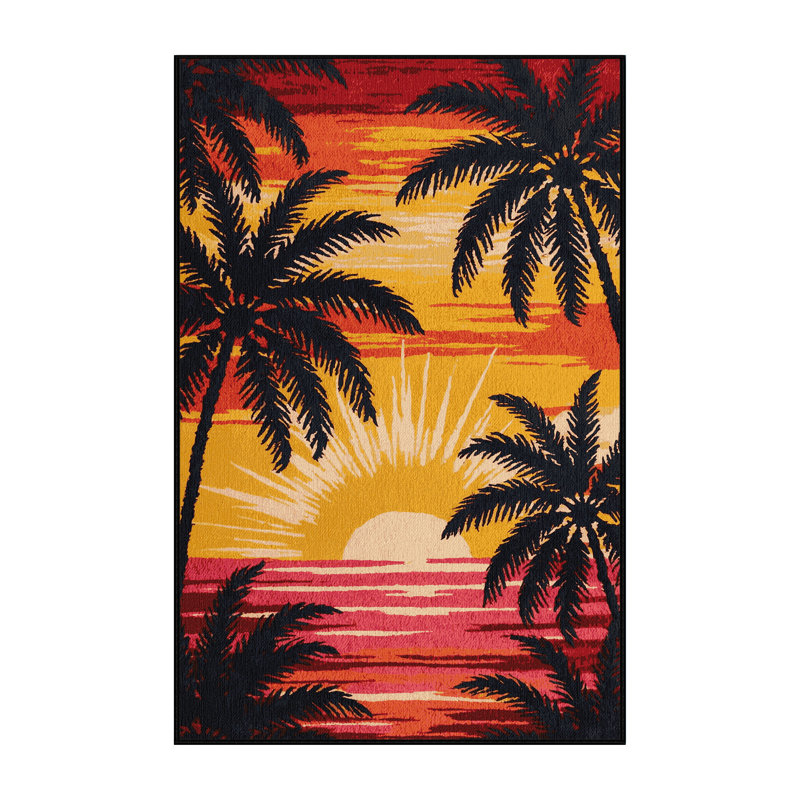  Tapis lavable hawaïen au lever du soleil tropical, Tapis de couloir 2 pi x 5 pi