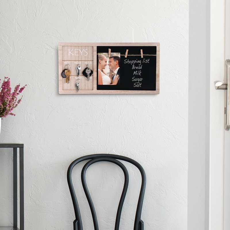 Photo Frame Keys Holder,Wall Mount Key Hooks Organizer Photo Board with Key Hanger Interior Decor