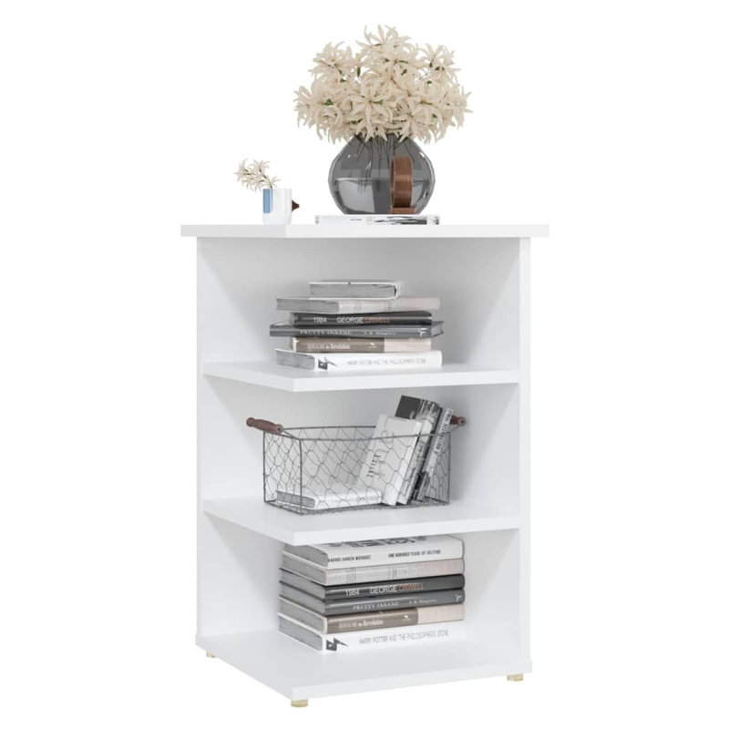 Giesey Floor Shelf End Table, White, White