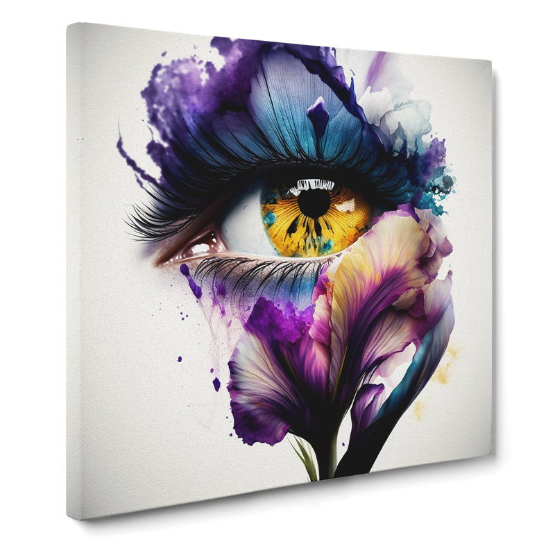 Iris Flower Double Exposure - Wrapped Canvas, 35cm H x 35cm W x 3cm D