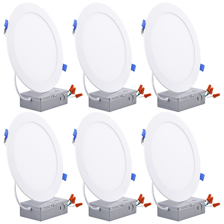 Éclairage encastré à DEL 8 pouces avec boîte en J, CRI90 à intensité variable de 5% à 100%, ultra-mince, ETL et ES, lumière du jour 5000K