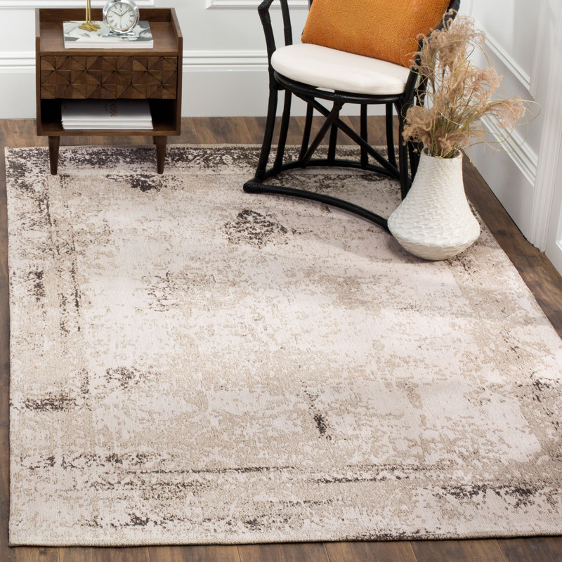 Tapis oriental en coton beige Lyniya, Rectangle 4 pi x 6 pi