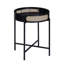 Table de bout ronde avec plateau ouvert, pieds en métal noir, insert et rangement pour café ou bout, 22 po x 22 po x 24 po, plateau de table de 17 lb, compartiment