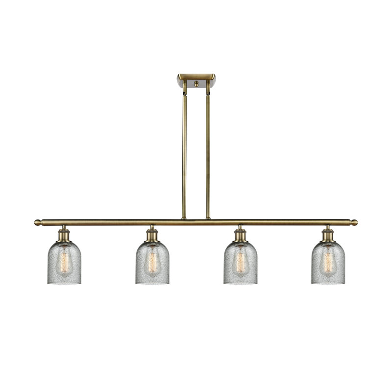 Luminaire suspendu pour îlot de cuisine 4 lumières linéaires Perao, Anthracite, Ampoule non incluse