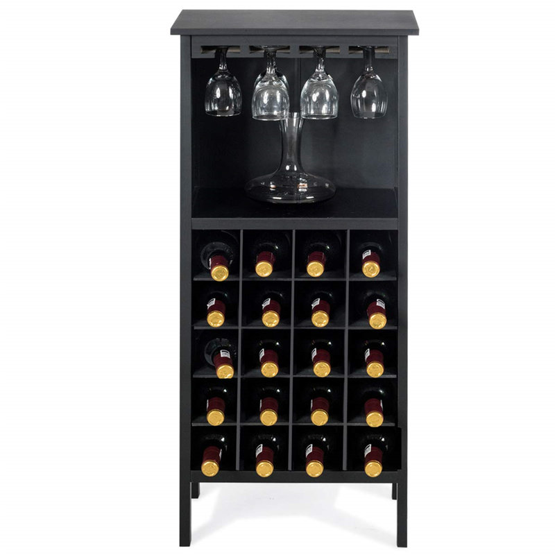 Agurne 20 Bottle Wine Bottle & Glass Rack, Black