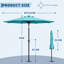 Parasol de terrasse de 9 pi avec 8 manivelles et table de marché ronde avec manivelle et bouton-poussoir inclinable, bleu-1663315333