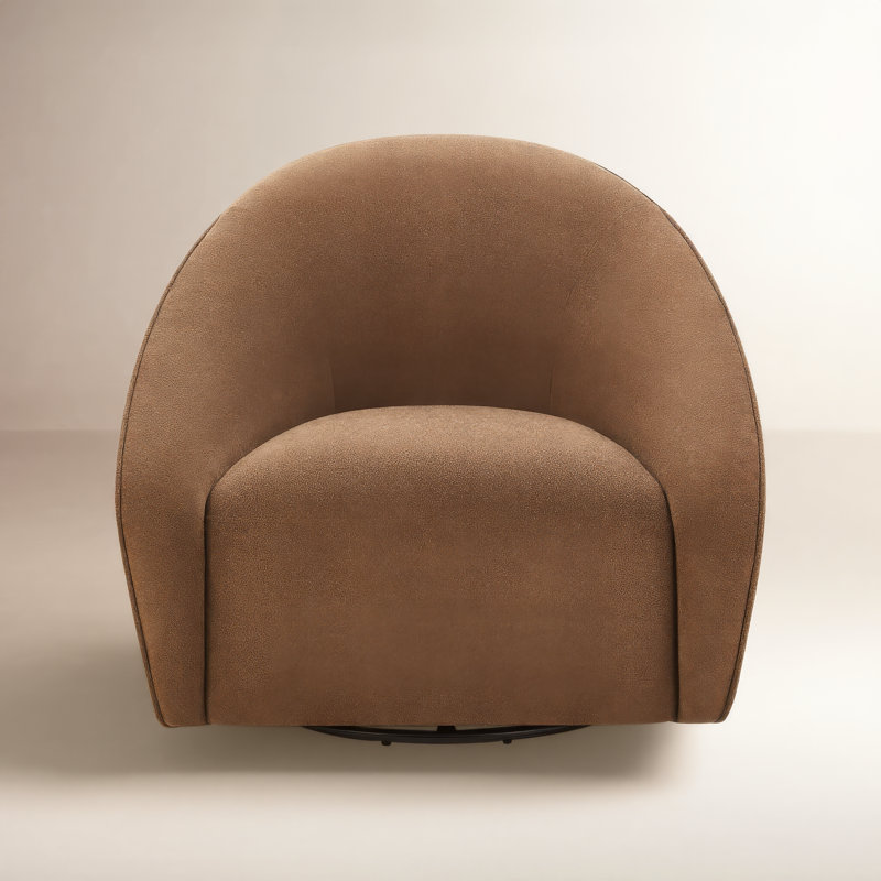 Miley Oversized Upholstered Swivel Accent Chair, Elite Saffron Tweed